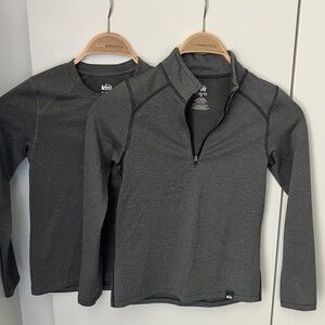 REI CO-OP Kids Grey Striped Long Sleeve 1/4 Zip and Crewneck Tops Size M (10-12)
